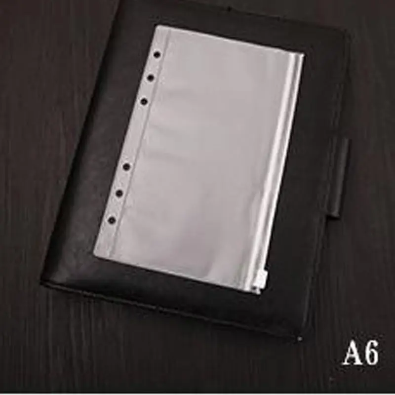 Bolsa de almacenamiento de PVC transparente para diario, bolsa con cremallera para tarjetas de visita, planificador, Accesorios para cuaderno