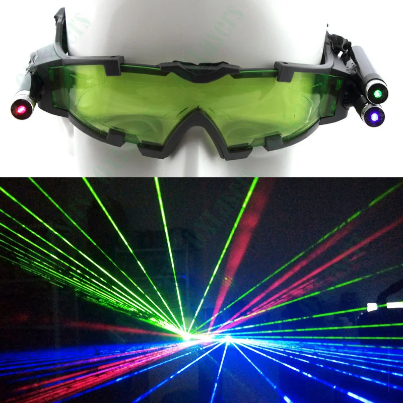 

Free shipping Christmas RGB Laser Glasses for party and pub DJ show stage light 1 red laser and 1 blue laser and 1 green laser