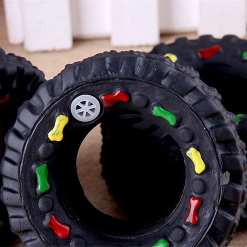 Rubber Tire Shaped Squeaky Chew Toy 4