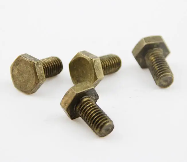 20Pcs Brass Bolts M4 M5 M6 M8 M10 Hex Head Metric Threads Brass Hex Bolts