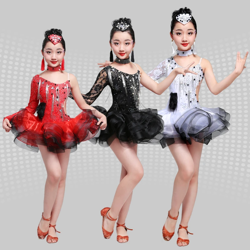 Children's Latin dance costumes, high-end new style girls, Latin dance skirts, performance clothing, dance skirt