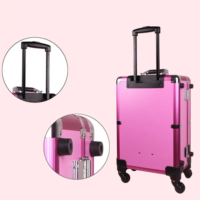 Baggage Aluminum frame profelssional makeup beauty Lighting Rolling Luggage travel trolley light make up case bag suitcase box