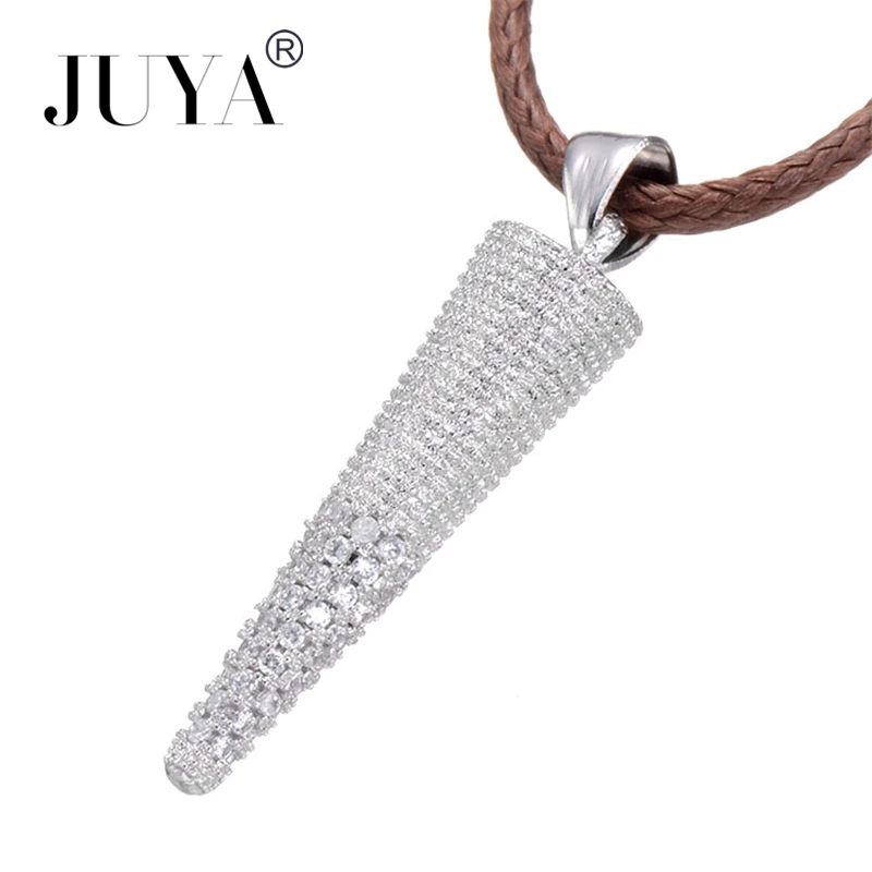 Diy Breloque Pendant Female Copper Zircon 18k Gold Plated Cone Charms Pendant For Jewellery Making Supplies Cubic Parts