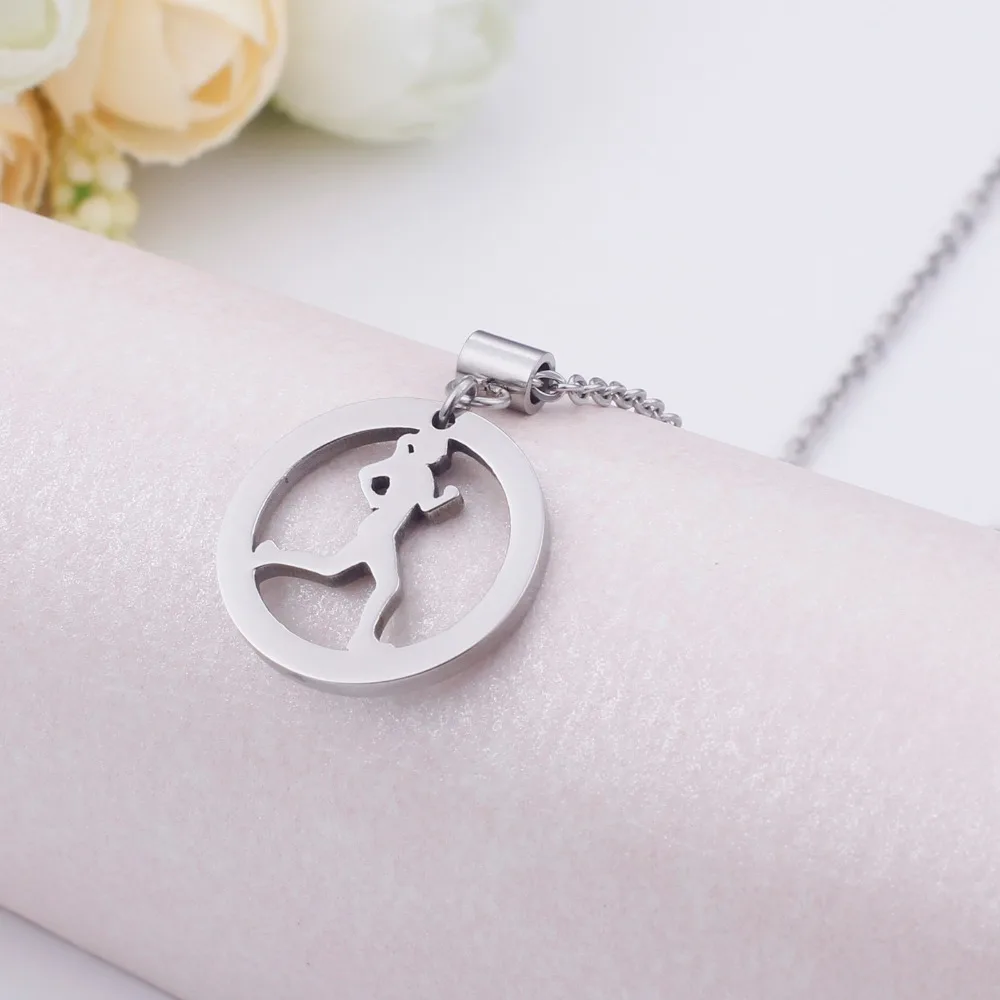 Sporty Running Girl Pendant Necklace For Women Lady Sports Jogging Fitness Pendants Jewelry