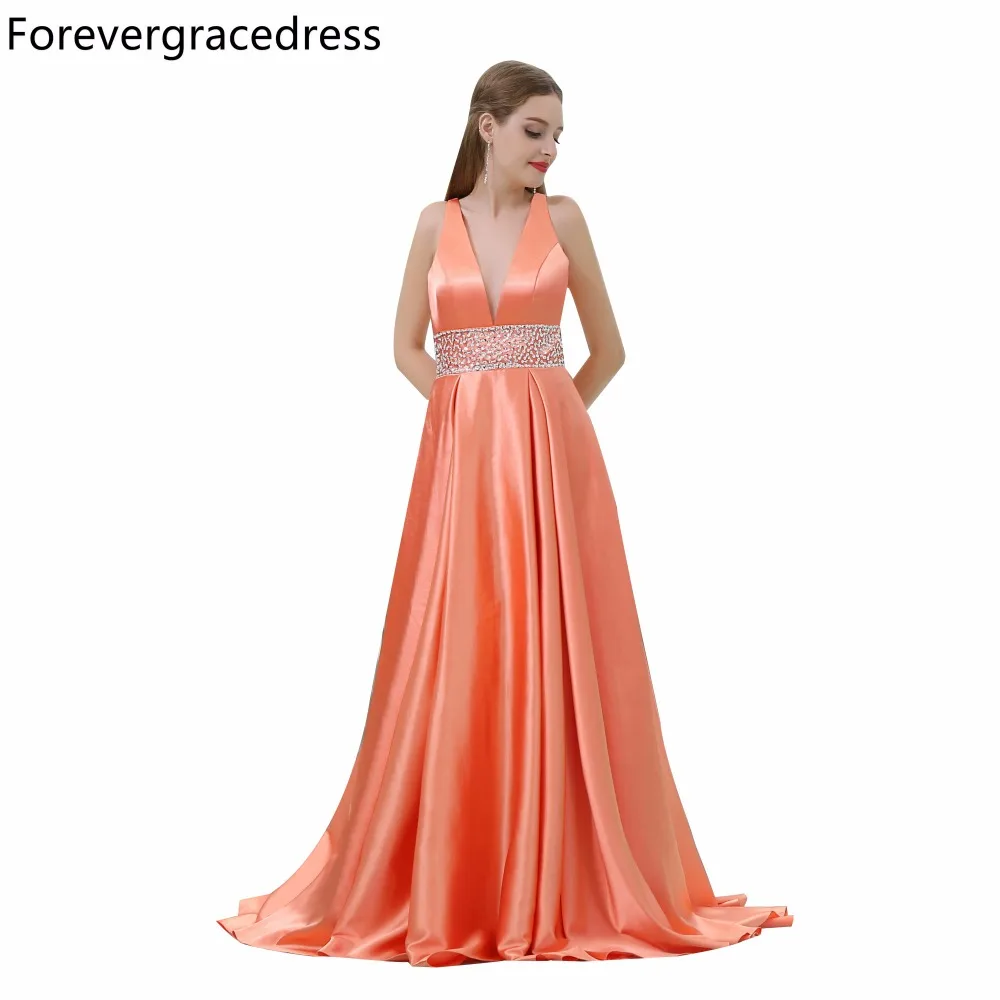 Forevergracedress сексуальное платье с глубоким v-образным вырезом для выпускного вечера Новое поступление без рукавов бисерное вечернее платье бо...