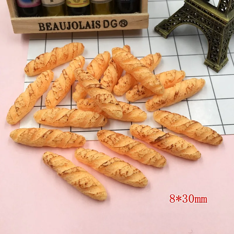 10pcs Resin Miniature Bread, Resin Flat Back Cabochon for Phone Decoration, Scrapbooking, DIY, Crafts Making