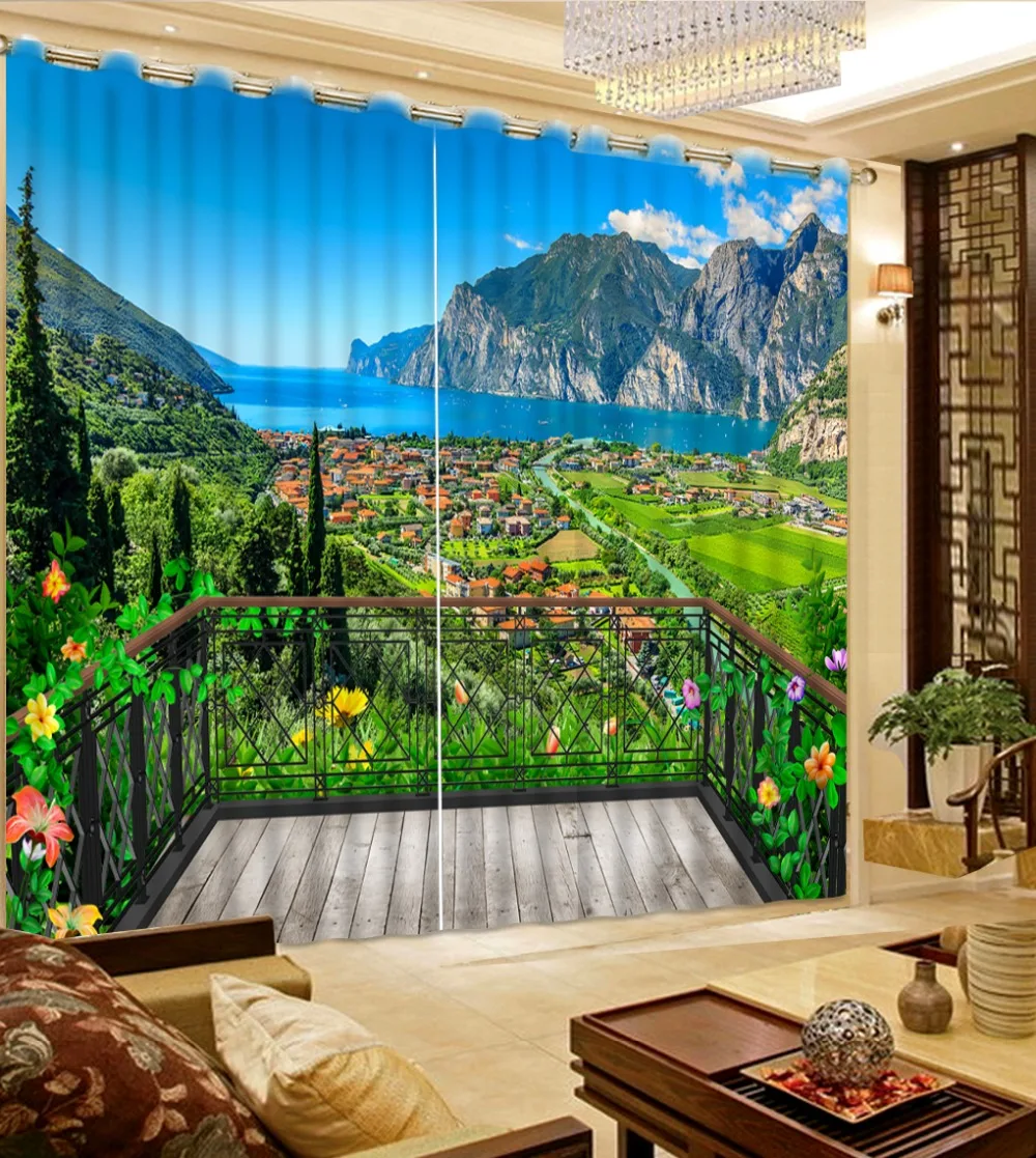 

3D Curtains Custom Any Size Balcony Nature Landscape Countryside Beautiful Window Curtains Home Decor Modern