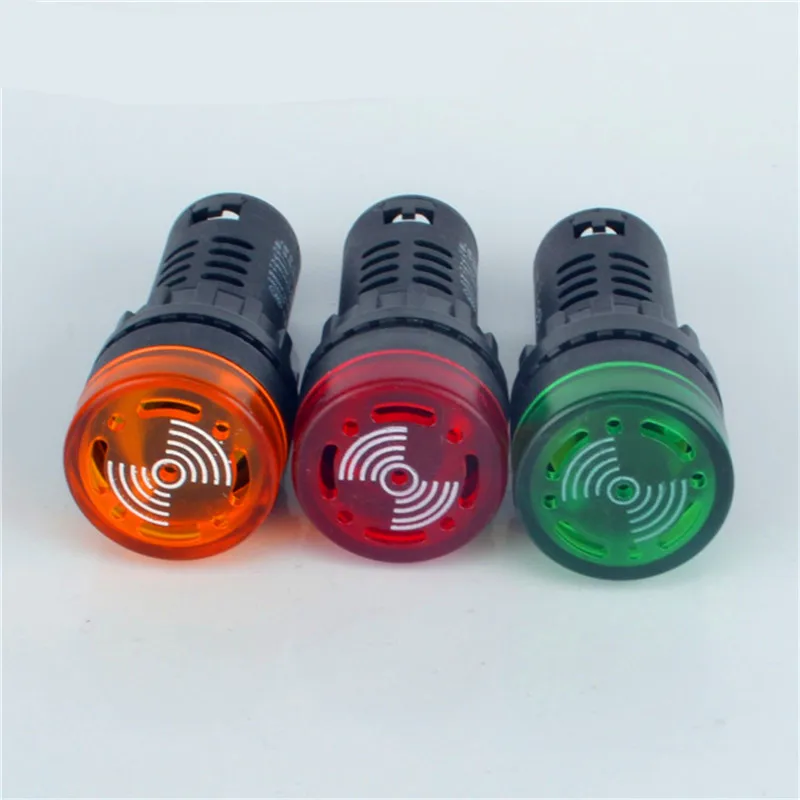 1pc AD16-22SM 12V 24V 110V 220V 380V 22mm Flash Signal Light Red LED Active Buzzer Beep Alarm Indicator Red Green Yellow Black