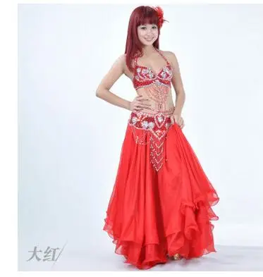 1set/lot woman belly dancing 3pcs sequines top chiffon skirt sequined belt lady perfomance dancing cloth