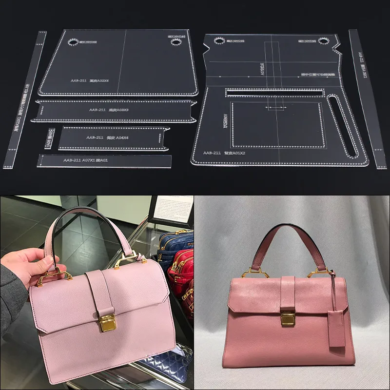 1set in pelle fatta a mano versione durevole fai da te modello acrilico borsa a tracolla borsa in pelle taglio 28*18*12cm