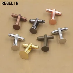 REGELIN French Style Cufflink Settings Blank Round Pad Tray Cabochon Base 10pcs 6mm/8mm/10mm/12mm For DIY Clothes Accessories