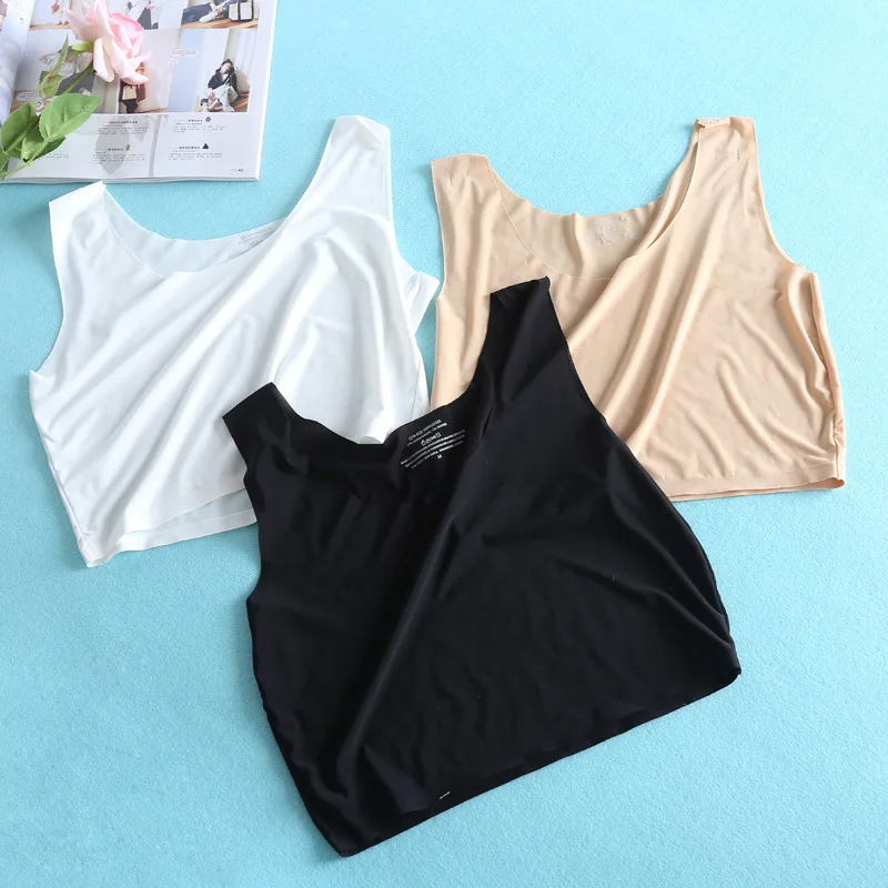 NEW 2019 Summer Sleeveless tank Tops Women seamless Ice Silk Vest Female Sexy short Solid Camisole Plus size 4XL