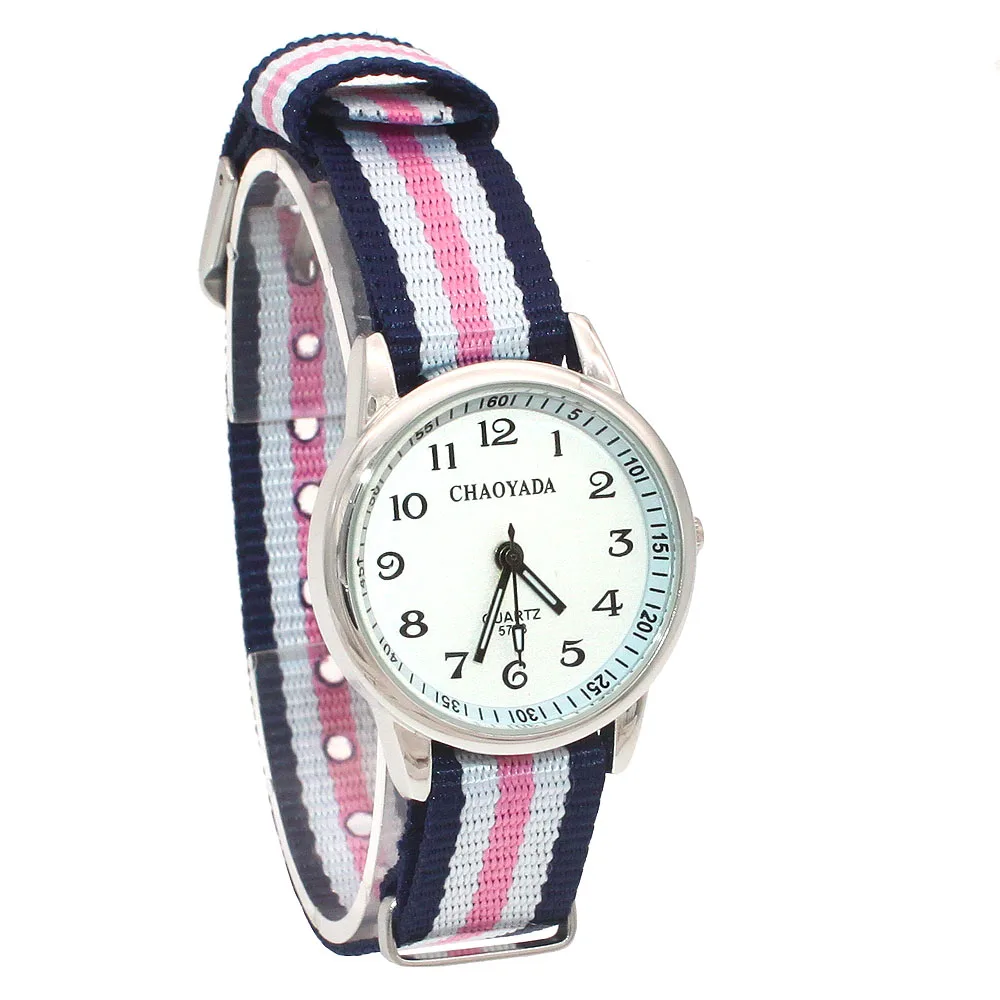 High Quality Baby Watches Time Teaching Watch Kids Nylon Strap Quartz Wristwatch Children Watches Clock
