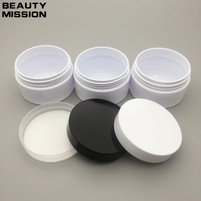 BEAUTY MISSION 30pcs/lot 100g white PET products wide bottle Cosmetic packaging bottle straight cylinder wide mouth bottle