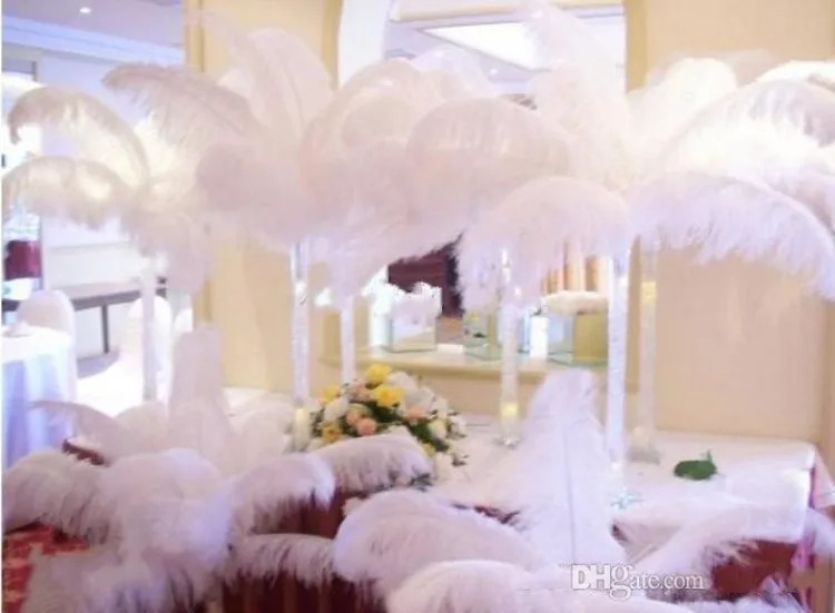 

wholesale 100pcs lot 8-26 inch white Ostrich Feather Plume for Wedding centerpiece Table centerpieces Party Decoraction supply