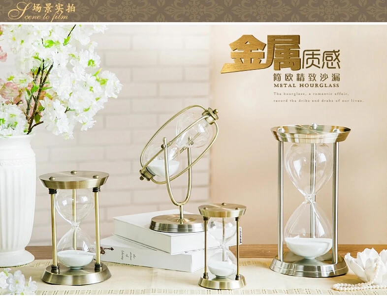 

Fashion Bronze crystal hourglass timer wedding gift quality gift crafts decoration home