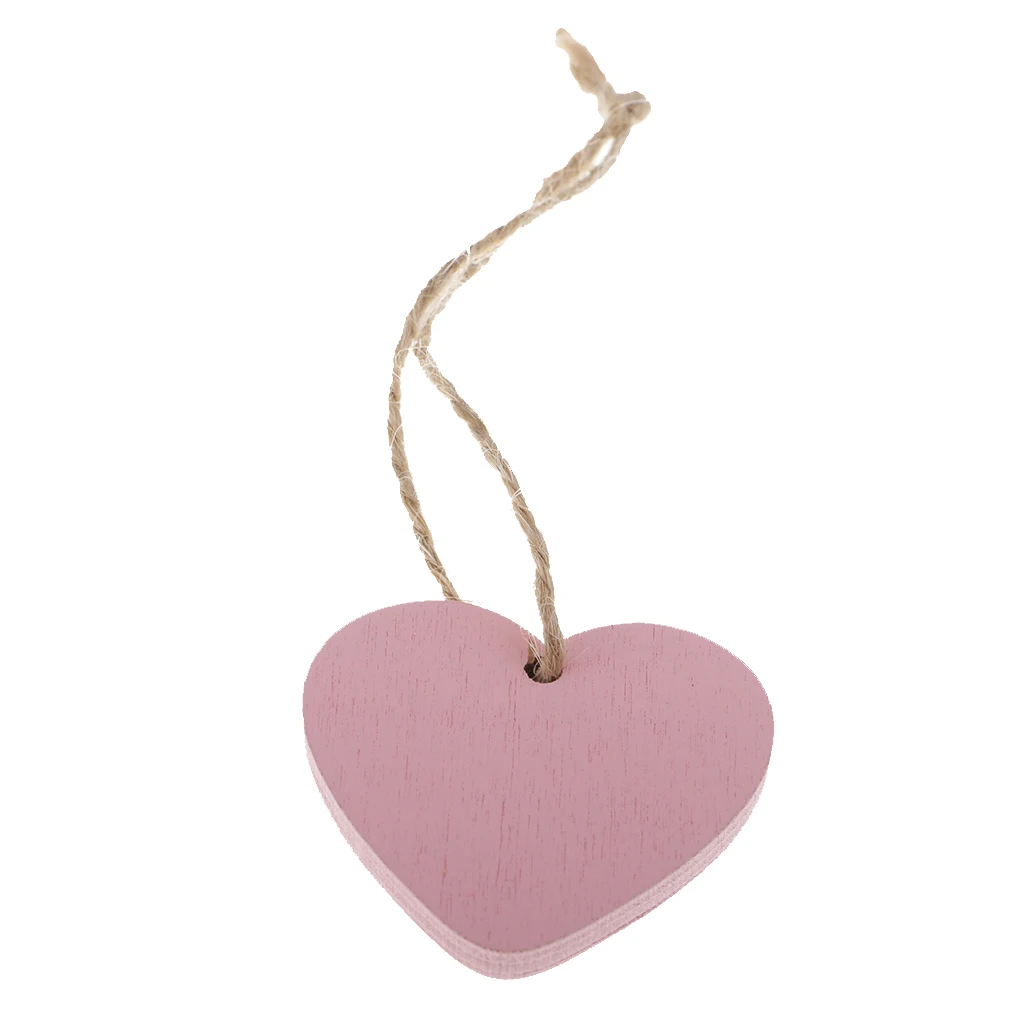 10 Pieces Painted Wood Heart Tags Hanging Craft DIY Home Decorations pink DIY Wind Chimes Hanging Tags Wedding Decoration