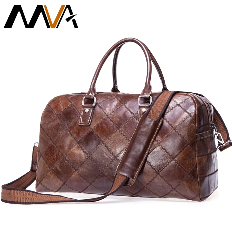 

MVA Men's Genuine Leather Duffle Bag Suitcase Carry On Luggage Bags Men Travel Bag For Luggage Bags Big Weekend Bags Travel 8885