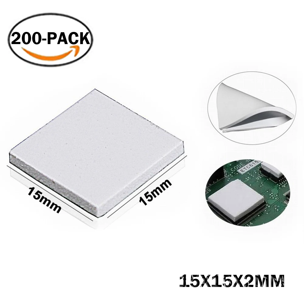 

200PCS Lot 15X15x2MM White SMD DIP IC Chip Conduction Heatsink Thermal Paste Compounds Pad Pads