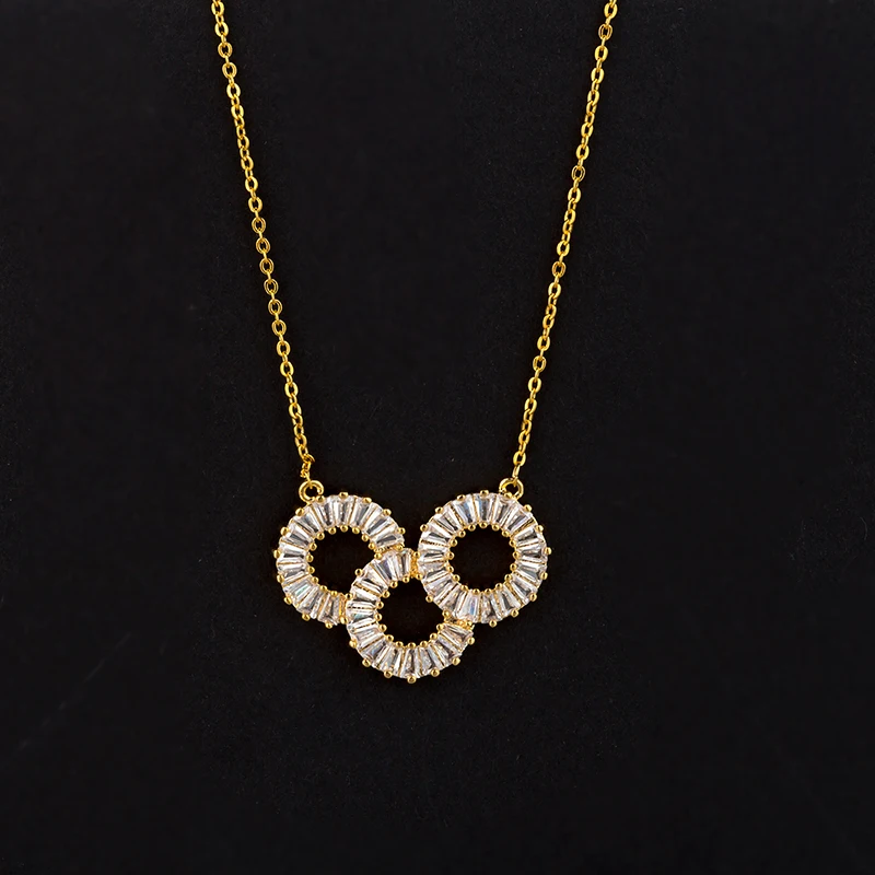Hadiyana Trendy Fashion Round Bride Goddess AAA Zircon Set Hot Sale Shiny Sets For Women Necklace Earrings Jewelry Party TZ8111