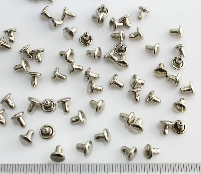 700 sets Leather Findings - 6MM Brass Rivet Set silver tone Non rusting high quality brass