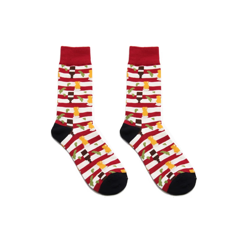 New Socks Men British Style Colorful Plaid Striped Geometry Pattern Funny Socks Long Harajuku Combed Cotton Happy Socks