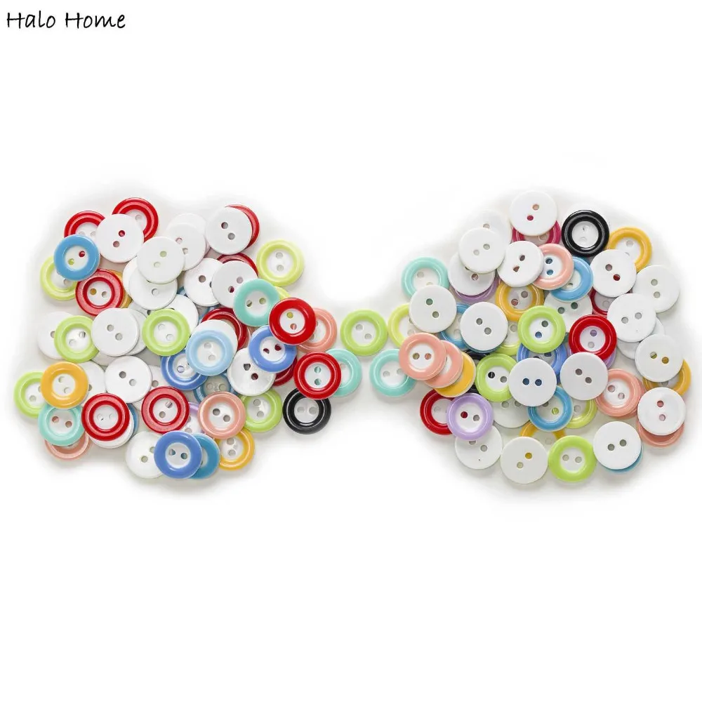 100pcs 2 Holes Round Resin Circle Buttons Clothing Decor Sewing Scrapbooking Home Handmade DIY 12mm