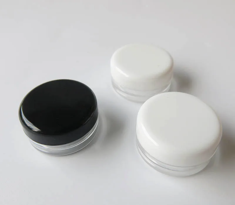 wholesale Promotion 500 pcs 3G Plastic Cream Jars, empty 3 g plastic cosmetic jars, 3ml sample cosmetic bottles container