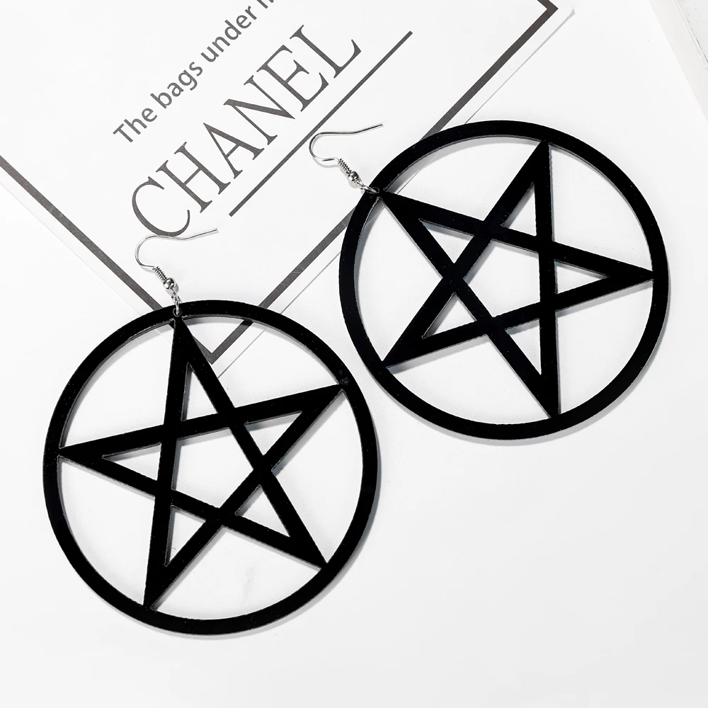 YAOLOGE Fashion Oversized Exaggerated Hyperbole Star Mix Long Acrylic Earring Hollow Pentagram Dangle Earrings For Women Jewelry