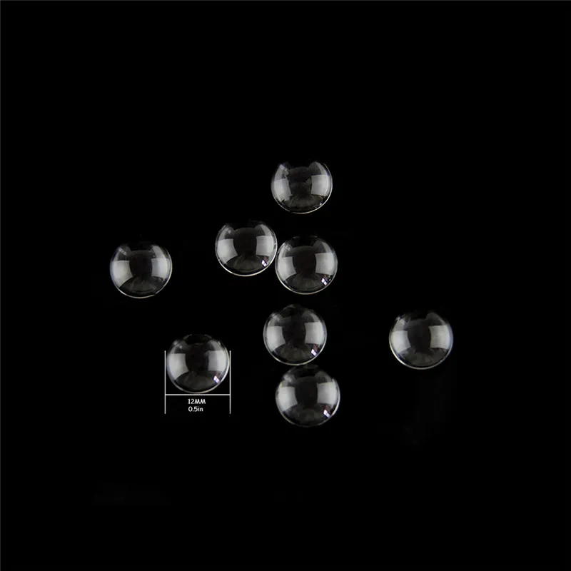 50pcs 12mm Round Flat Back Transparent Clear Glass Cabochon for DIY Charm pendant Necklace Jewelry Making Bright