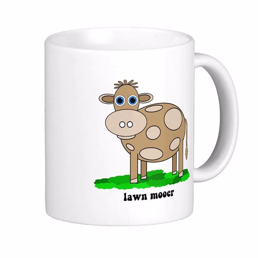 Funny Cow White Coffee Mugs Lawn Mooer Tea Mug Customize Gift By LVSURE Ceramic Mug Travel Coffee Mugs