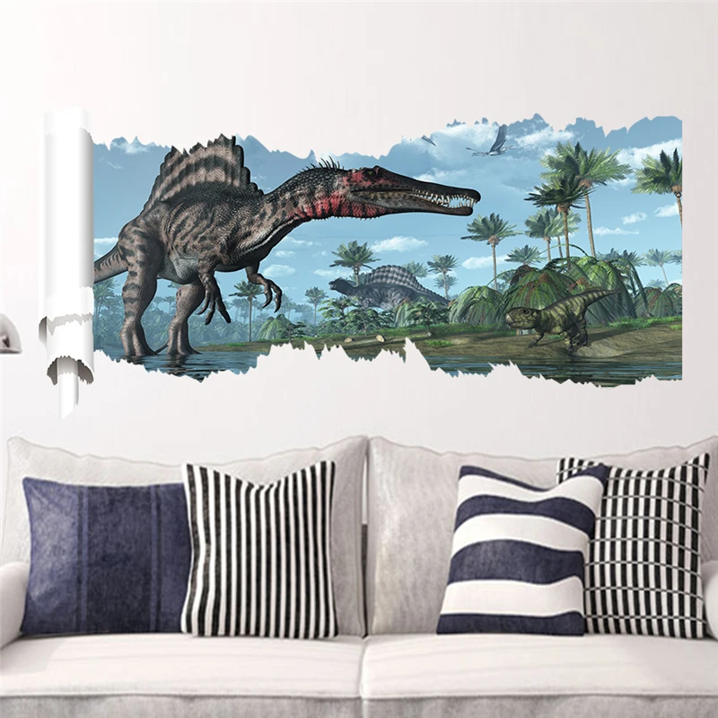 3d Dinosaur Wall Stickers for Kids Room Bedroom Home Decoration Jurassic Period Animal Mural Art Diy Safari Decal Pvc Poster