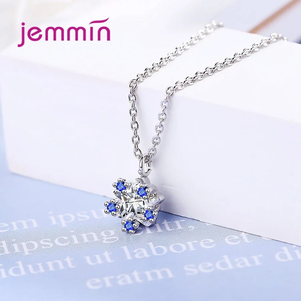 Fashion Small Blue Star CZ Charms Pendant Choker 925 Sterling Silver Women/Lady/Girls Necklace Pendant Jewelry Making Gifts