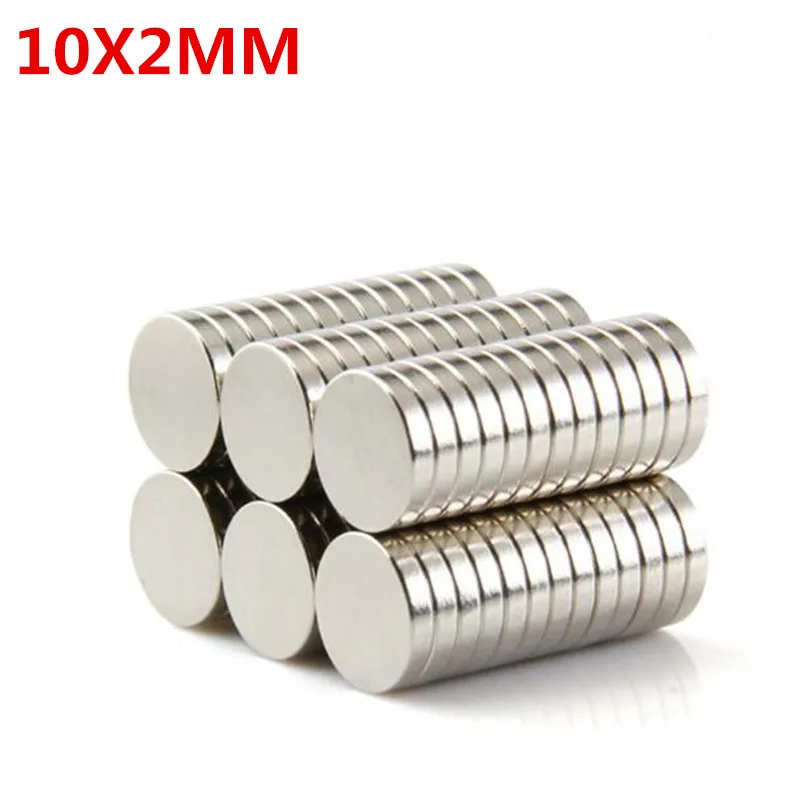 

100pcs 10x2 Neodymium magnet Rare Earth 10mmx2mm small Strong Round permanent 10*2 fridge Electromagnet NdFeB nickle magnetic