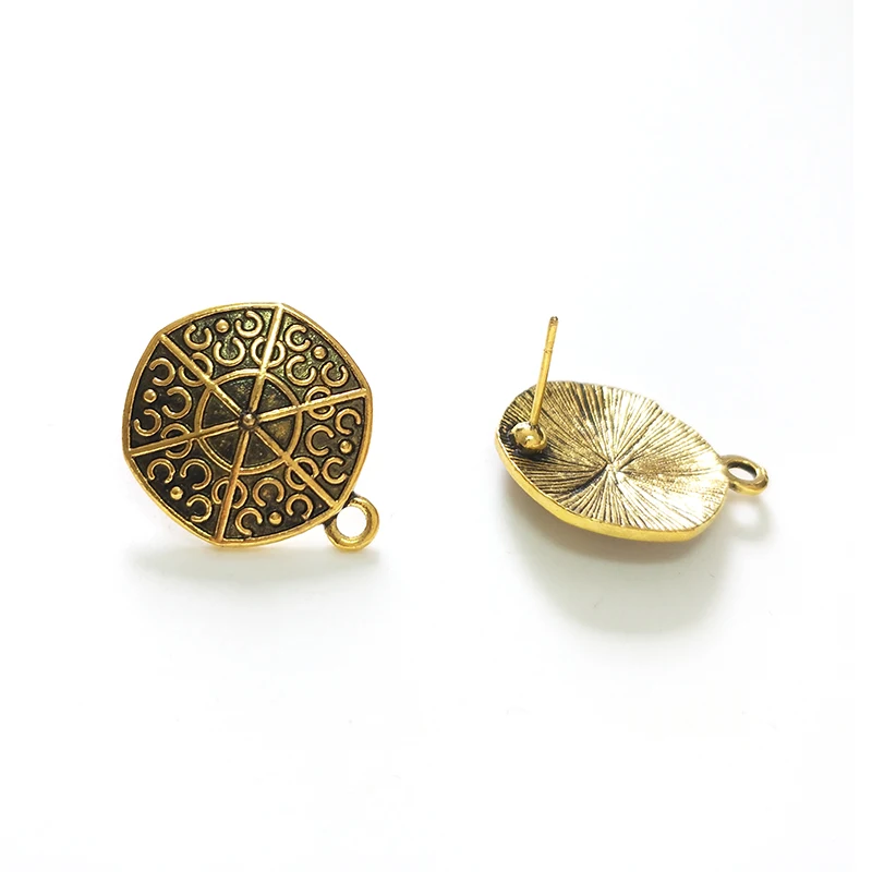 New Fashion 10pcs Retro Plated Gold  Hexagon Zinc Alloy Earring Base Connectors Linkers for DIY Jewelry Accessories PJ213