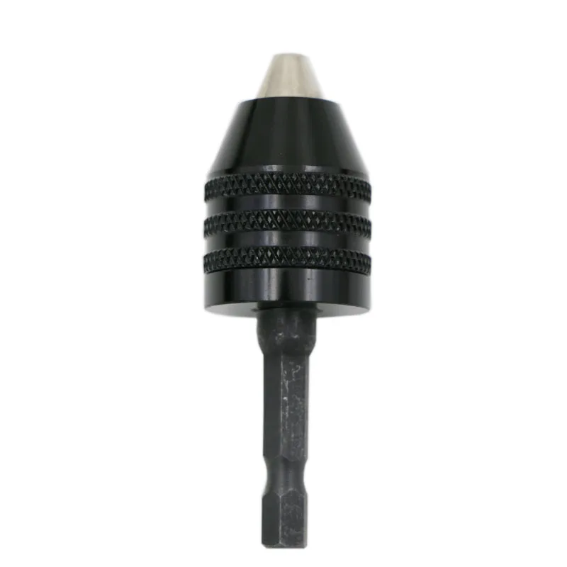 キーレスドリルチャック,0.3〜8mm,1/4 ",6.35mm,電動工具用六角ドリルビット,インパクトドライバー用,黒