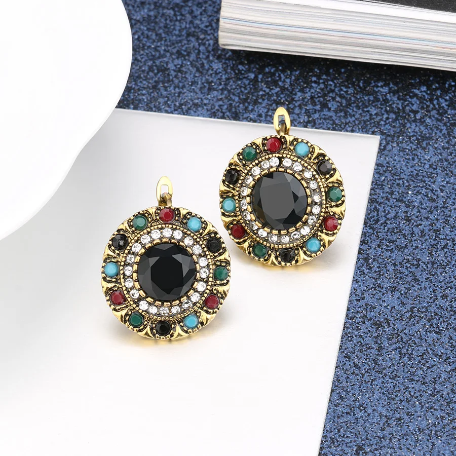 Kinel Hot Boho Antique Gold Color Earrings For Women Vintage Ethnic Bride Wedding Jewelry Party Gift Accessories