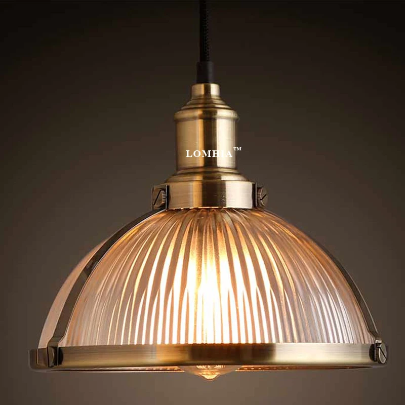 工業用ガラスペンダントランプ,エジソン電球,レトロ,ヴィンテージ,90-260V AC,真ちゅう,新品