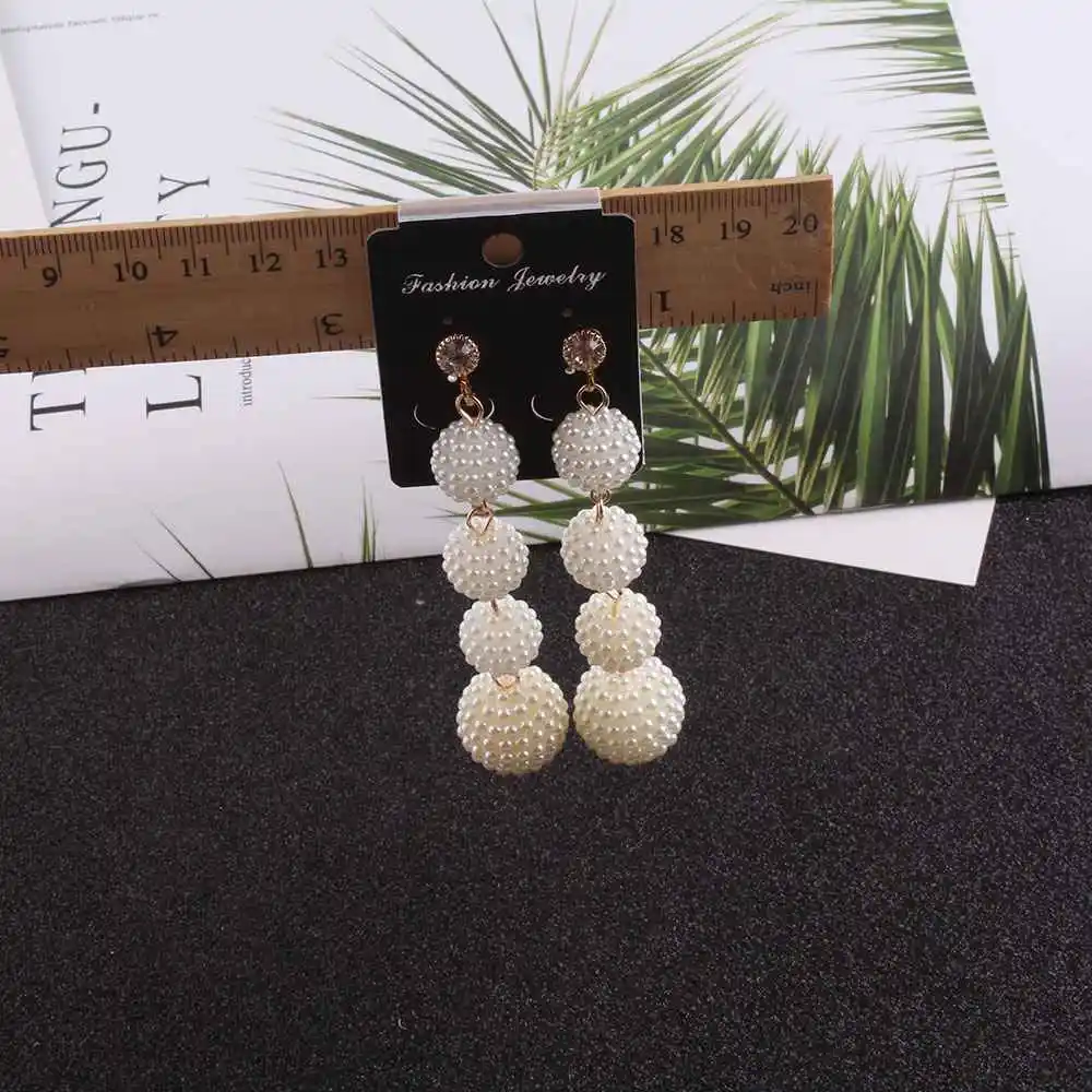 JIOFREE New Long simulated pearl Clip on Earrings No Pierced for Girl Party Needn\'t Ear Hole Earrings Korea Style