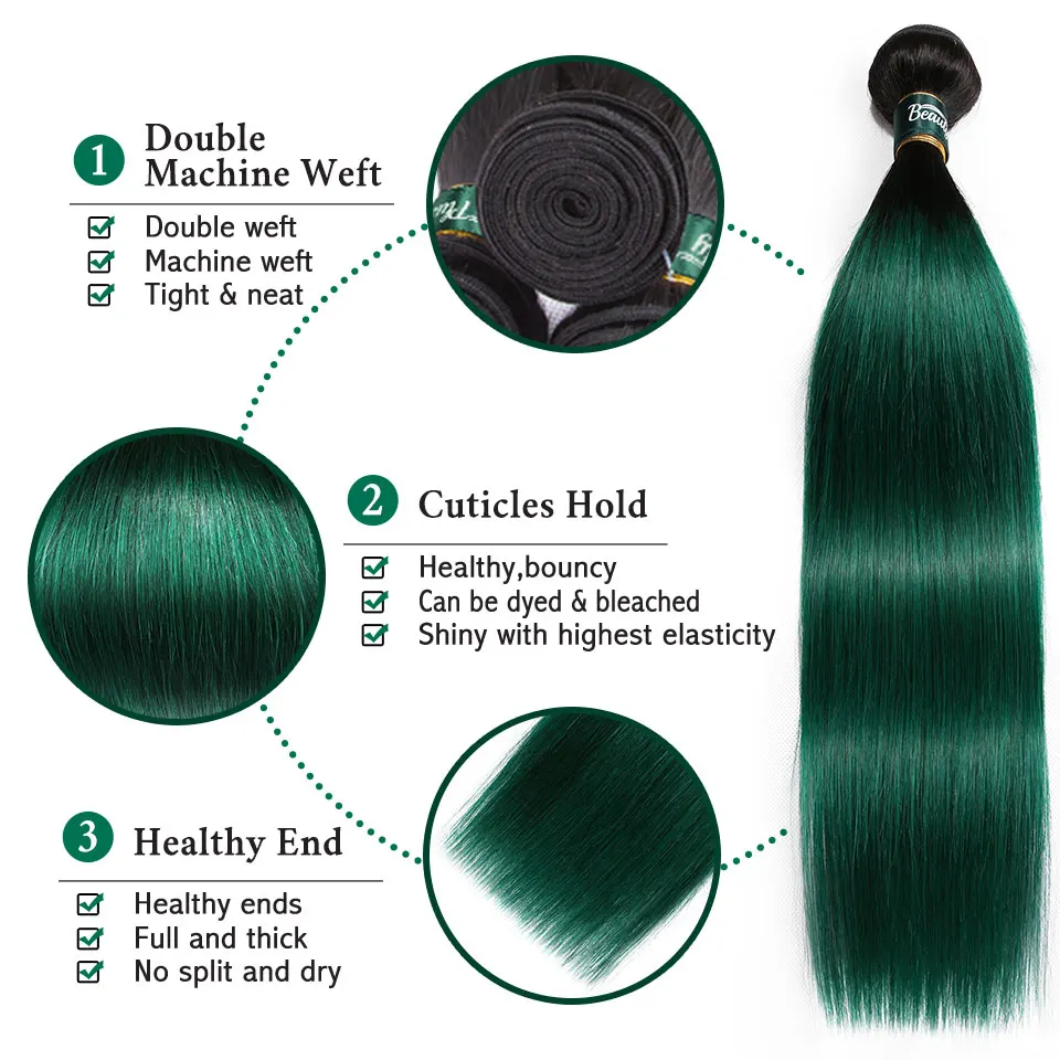 Teal Grün Bundles Mit Closure Ombre Menschliches Haar 3 Bundles Mit Verschluss Remy Brasilianische Gerade Haarwebart Und 4x4 spitze Verschlüsse