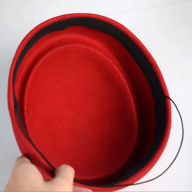 Fashion Top Quality 100% Wool Women Felt Beret Hat Teardrop Fancy Stewardess Air Hostesses Pillbox Hat Fascinator Base Cap