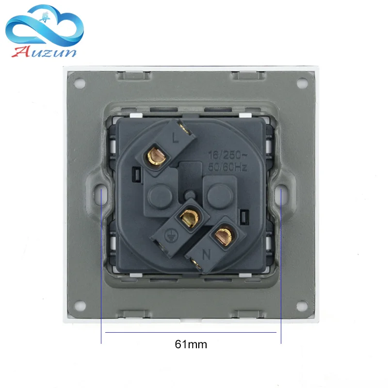 German standard wall tempered glass panel socket plug ground 16A eu standard socket 86