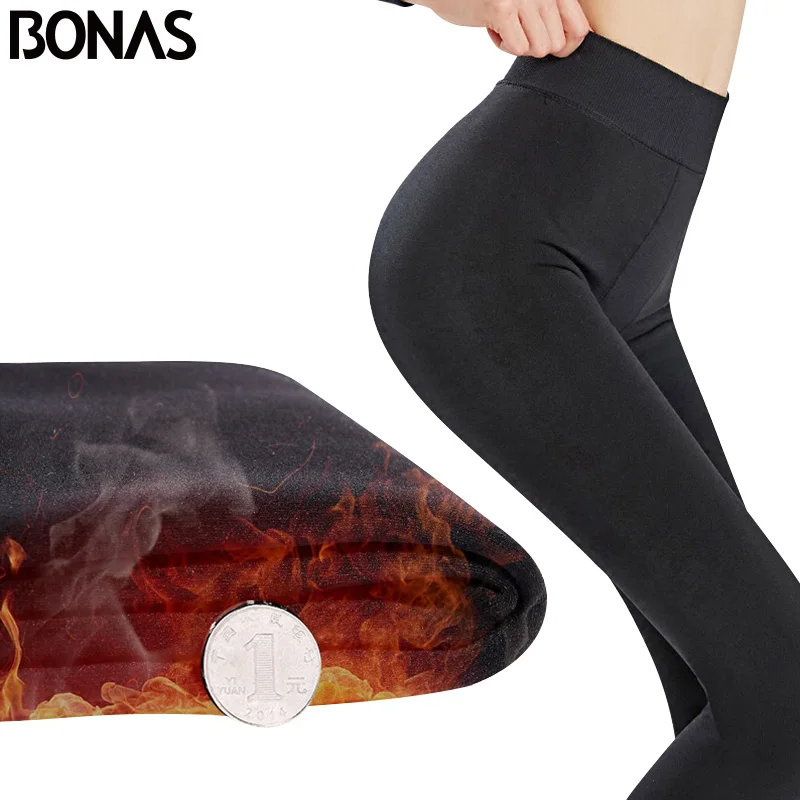 

BONAS 2Pcs Women Warm Leggings Fitness Soft Comfortable Leggins Female Velvet Leggings Plus Size Elasticity Warm Winter Leggings