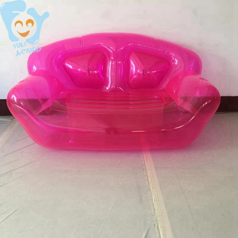 Home OutdoorInflatable Clear Pink Double Person Air Sofa  Bubble Chair Summer Water Beach Party Blow Up Couchs Lounger image 2