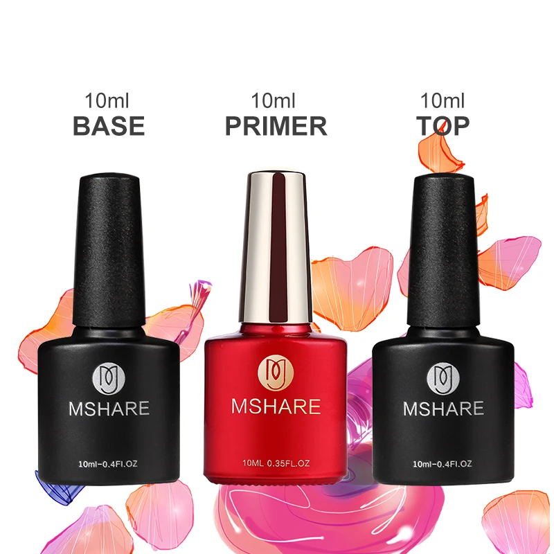 

MSHARE Base Coat + Primer +Top Top Coat Gel Varnish Soak Off UV LED Gel Nail Polish