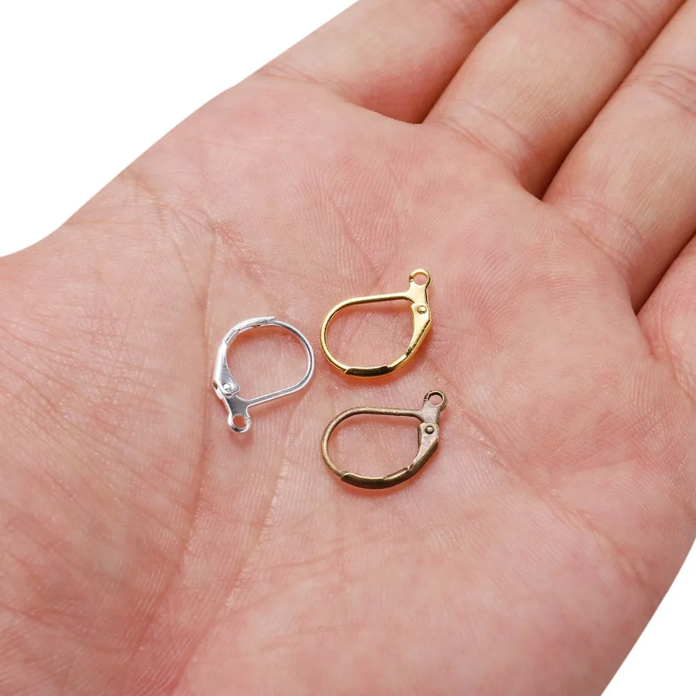 20pcs/lot 15*10mm  Gold French Lever Earring Hooks Wire Settings Base Hoops Earrings For DIY Jewelry Making Supplies