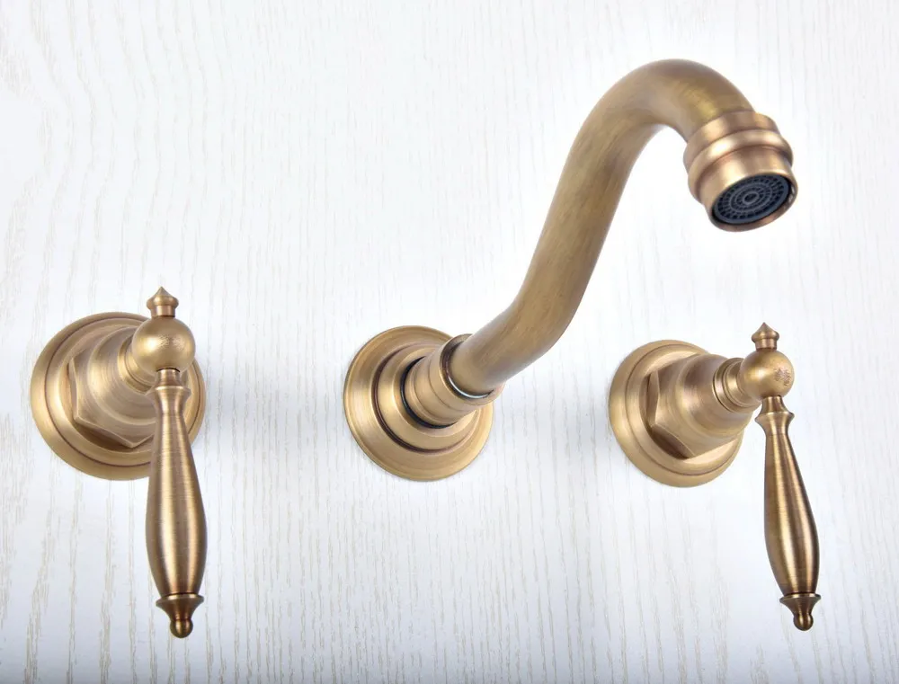 

Античная латунь широко распространенная настенная ванна 3 отверстия двойные ручки Кухня Ванная комната раковина кран смеситель asf511