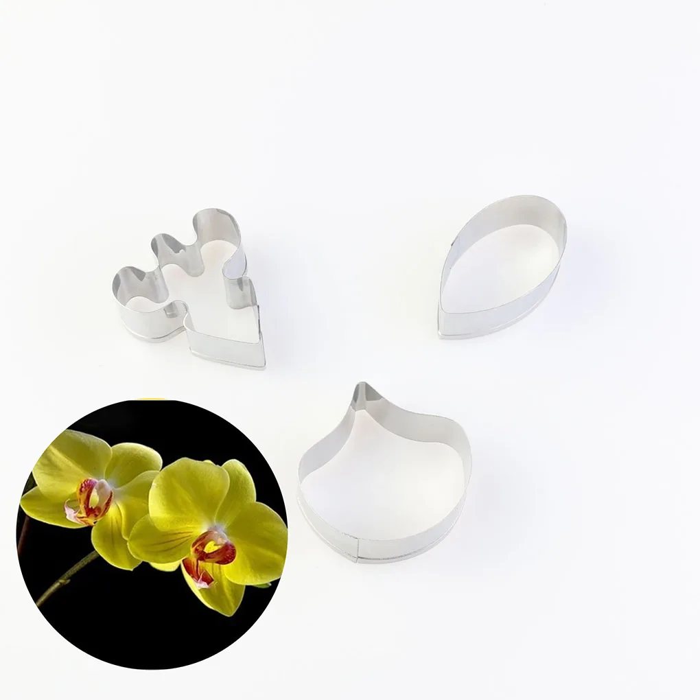 3pcs/set Butterfly Orchid Petal Flowers Cutters Set Fondant Cake Cookie Mold Stainless Steel Sugar Cutter