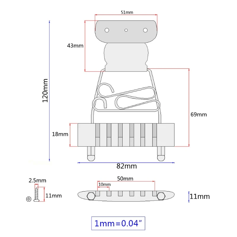 Pont de guitare basse à 6 cordes, cordelette courte avec vis pour Archtop, Jazz, trapèze, Dropshipping