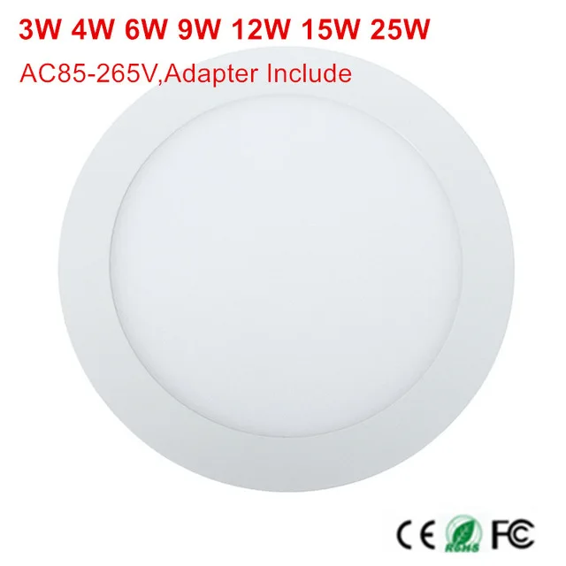 

3W/4W/6W/9W/12W/15W/25W LED ceiling LED downlight Round panel light bulb AC85-265V Warm /Cool white+ drive